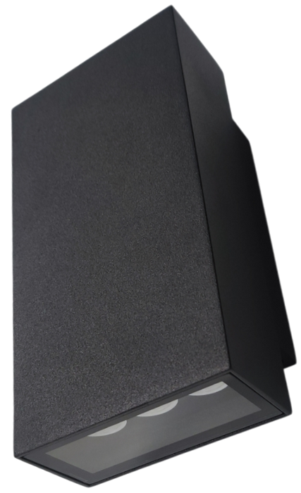 LUM-1462     APLIQUE INTEGRADO DE PARED PARA EXTERIORES | W:95*H:185*EXT:65MM | 10W | 3000K | 100-240V | IP65 | COLOR: NEGROO