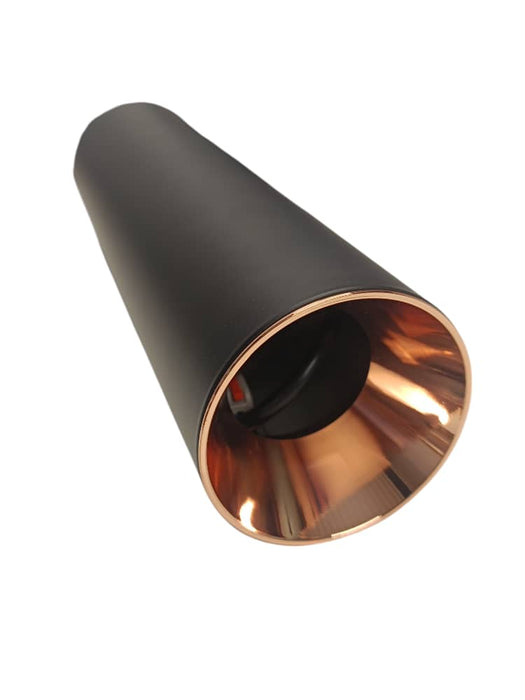 LUM-298GR  APLIQUE PARA BOMBILLERÍA | CILINDRO COLGANTE PARA GU10 / φ250MM*D: 70MM | COLOR: NEGRO CON TAPA GOLD ROSE