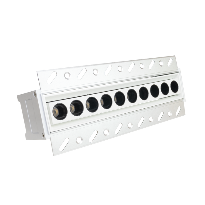 LUM-486 SPOT LINEAL | MULTIFOCAL ORIENTABLE SIN MARCO PARA EMPOTRAR EN DRYWALL | 100-240V | CCT: 3.000K | COLOR: BLANCO MATE | 1300LM | 20W