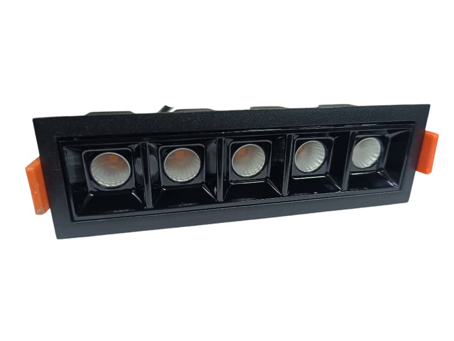 LUM-1324 MULTI SPOT | LINEAL EMPOTRABLE RASTER|100-230V| CCT: 3.000K | COLOR: MARCO NEGRO - NEGRO BRILLANTE| 10W