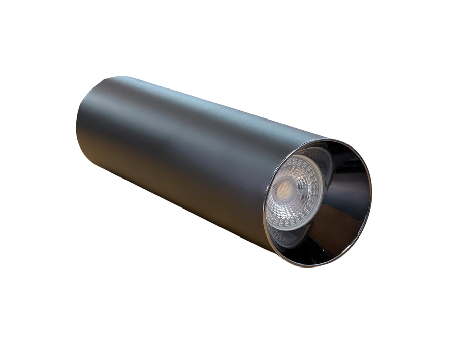 LUM-297 APLIQUE PARA BOMBILLERÍA | CILINDRO SUPERFICIAL PARA GU10 | COLOR: NEGRO CON TAPA NEGRO BRILLANTE